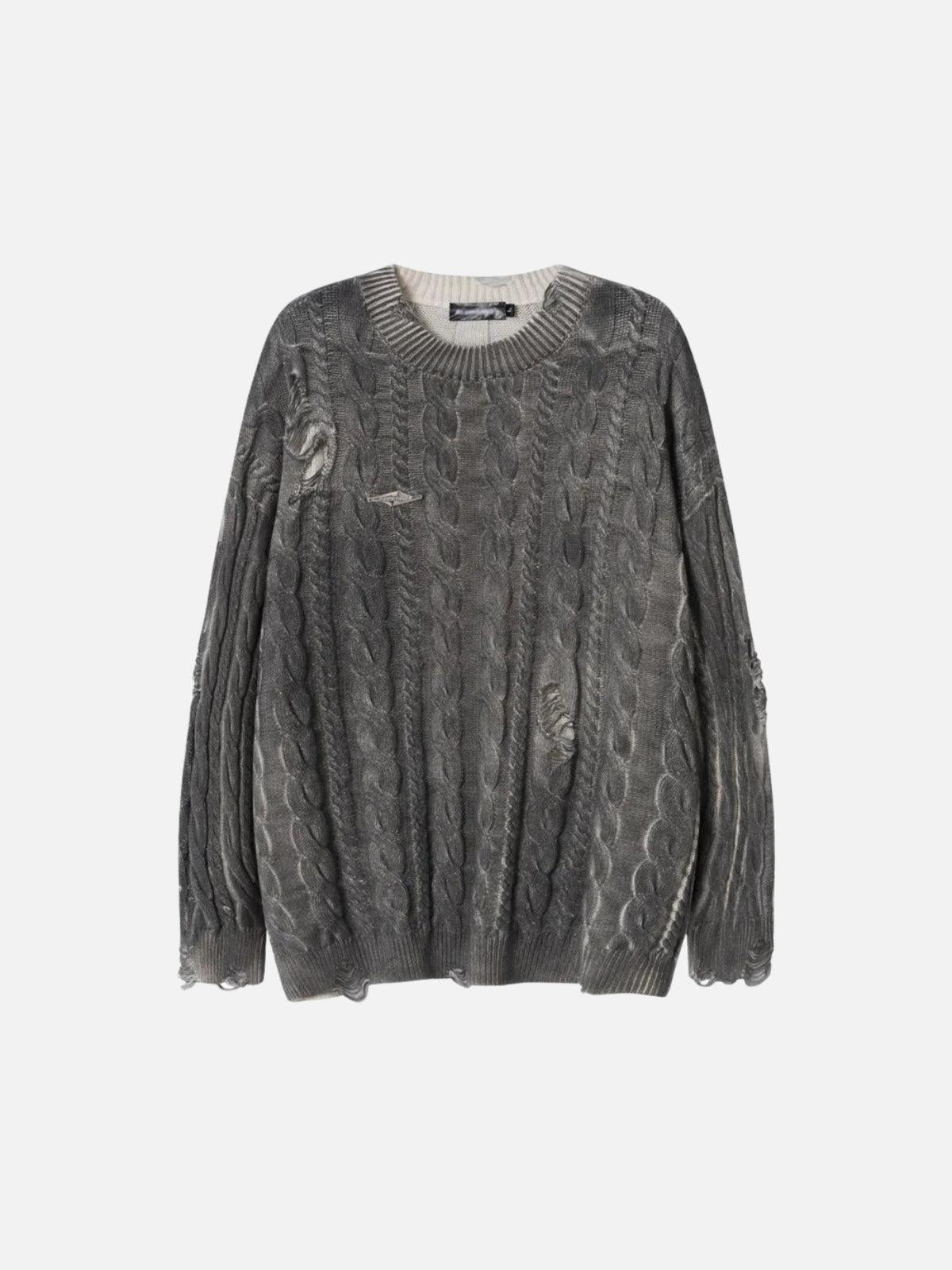 TALISHKO Distressed Cable Knit Sweater