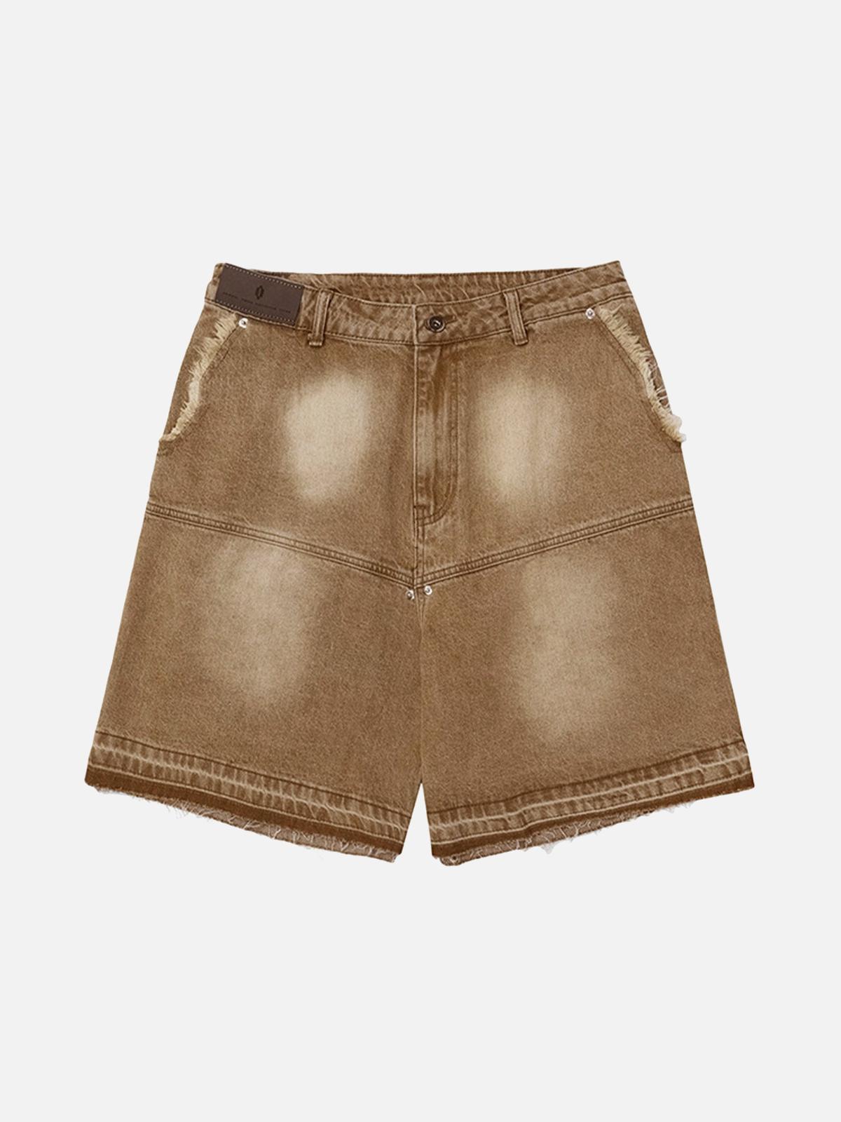TALISHKO American Retro Distressed Washed Denim Shorts