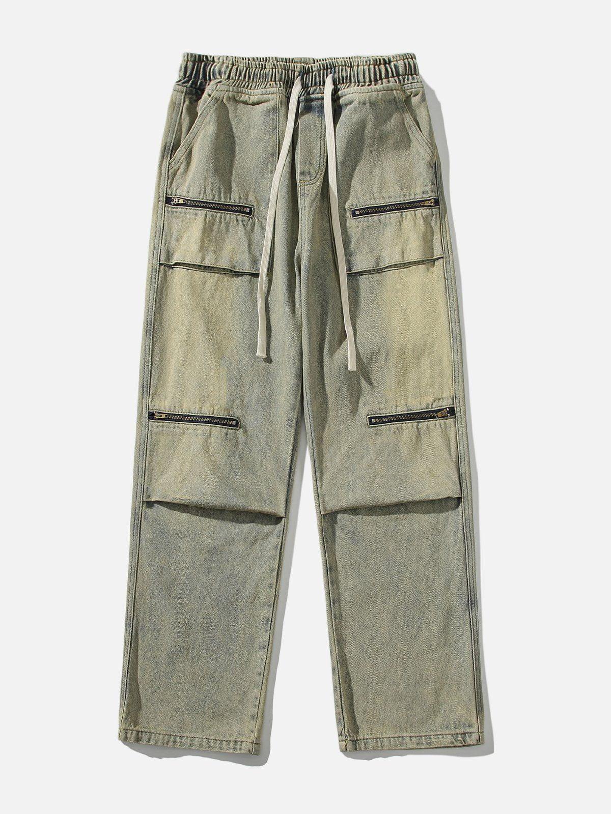 TALISHKO Zip Pocket Drawstring Jeans