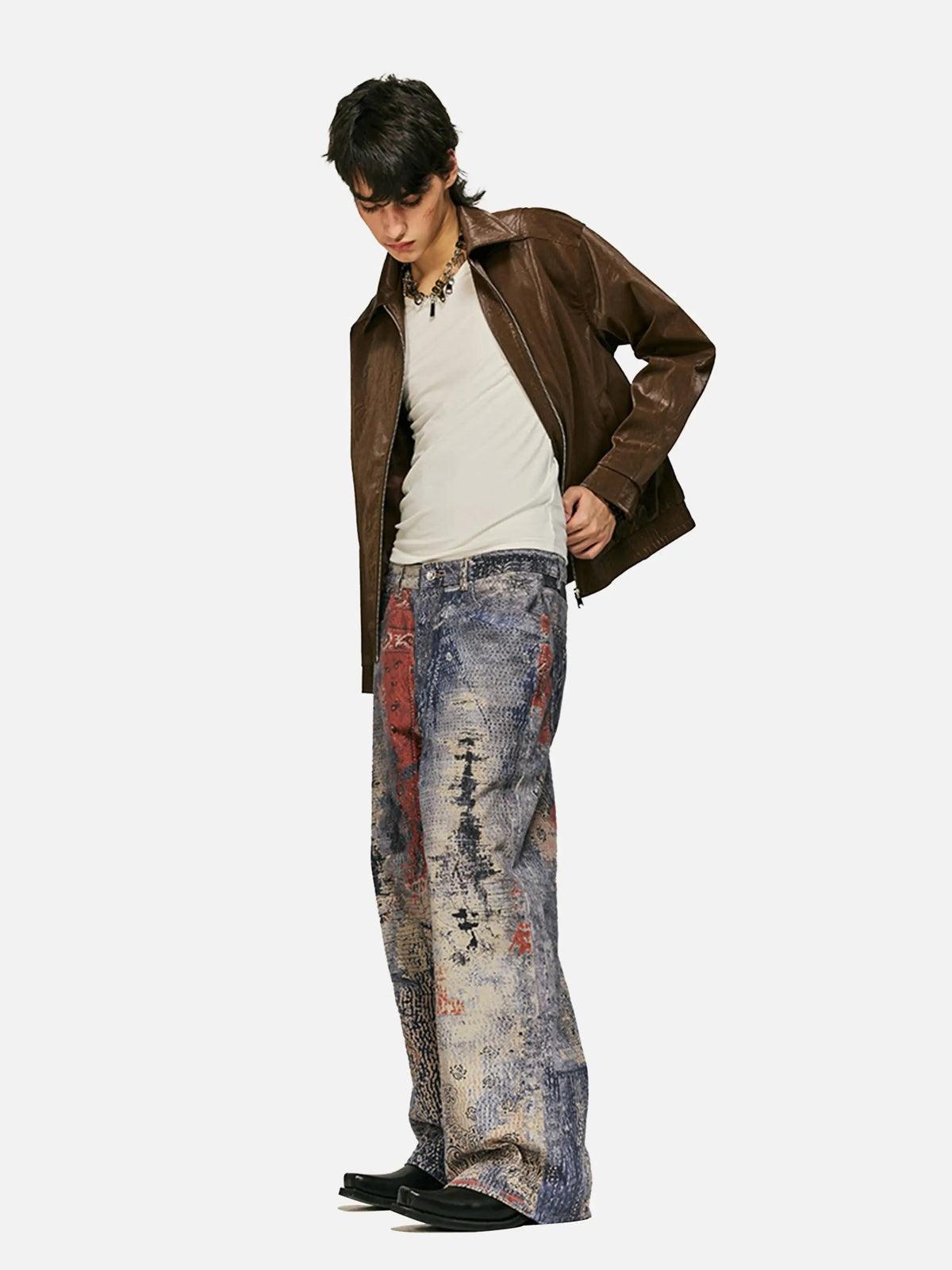 TALISHKO Cashew Flower Digital Printed Imitation Jeans