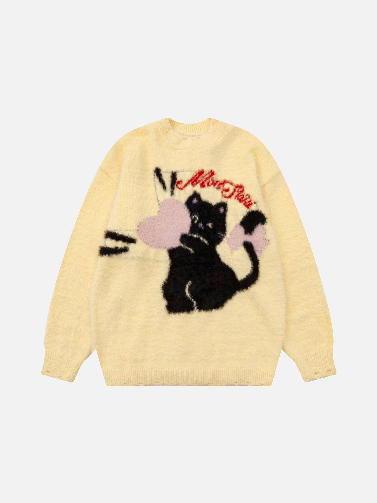 TALISHKO Cartoon Cat Jacquard Sweater