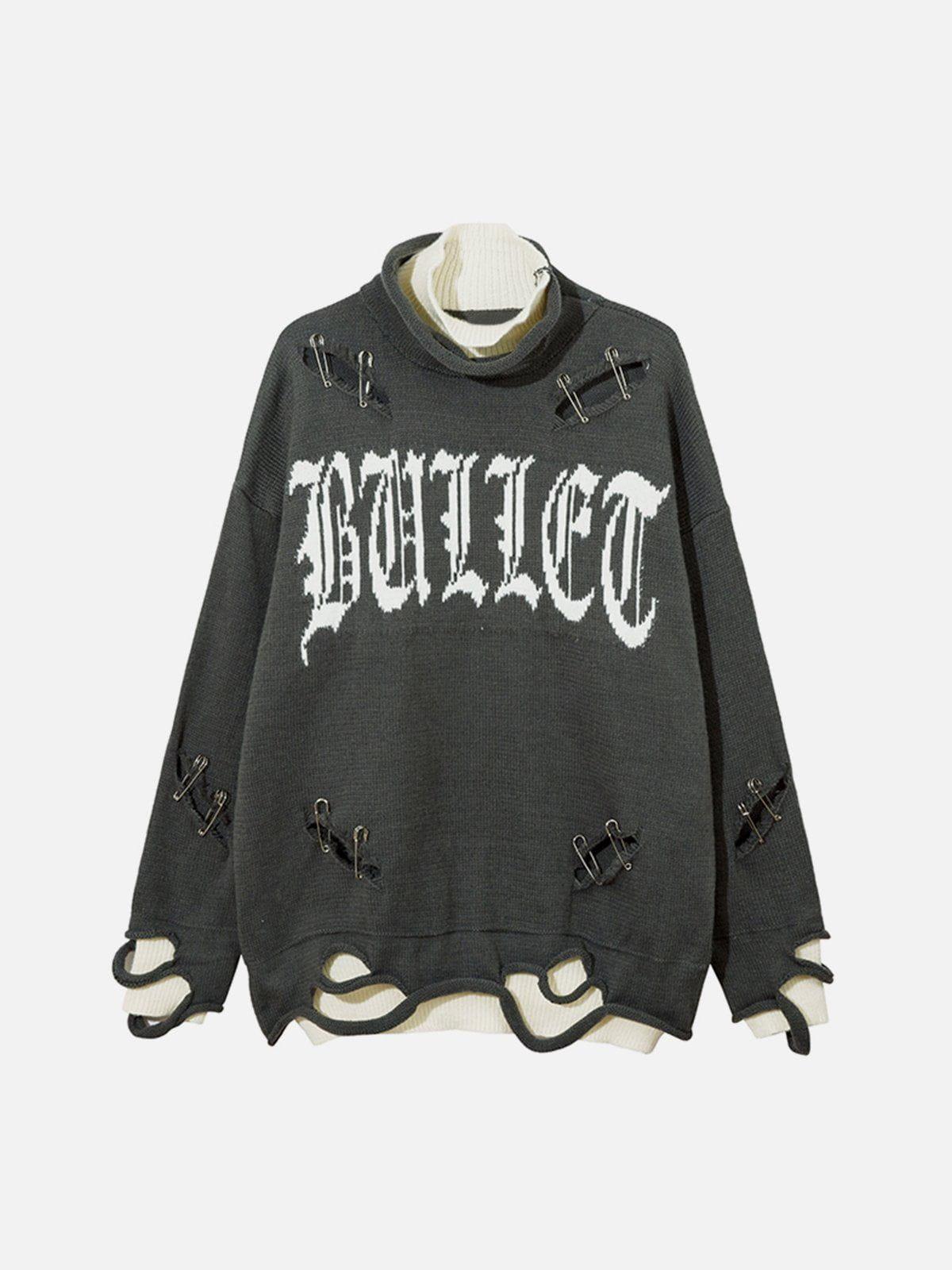 TALISHKO Fake Two-Piece Pin Design Sweater