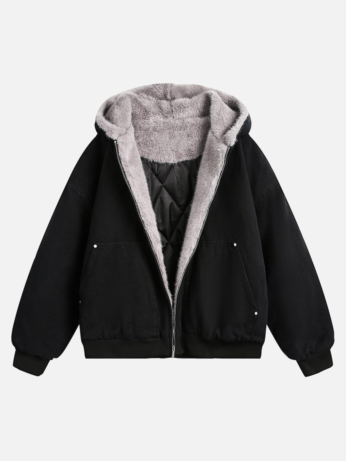 TALISHKO Fur Hooded Zip Up Quilted Jacket