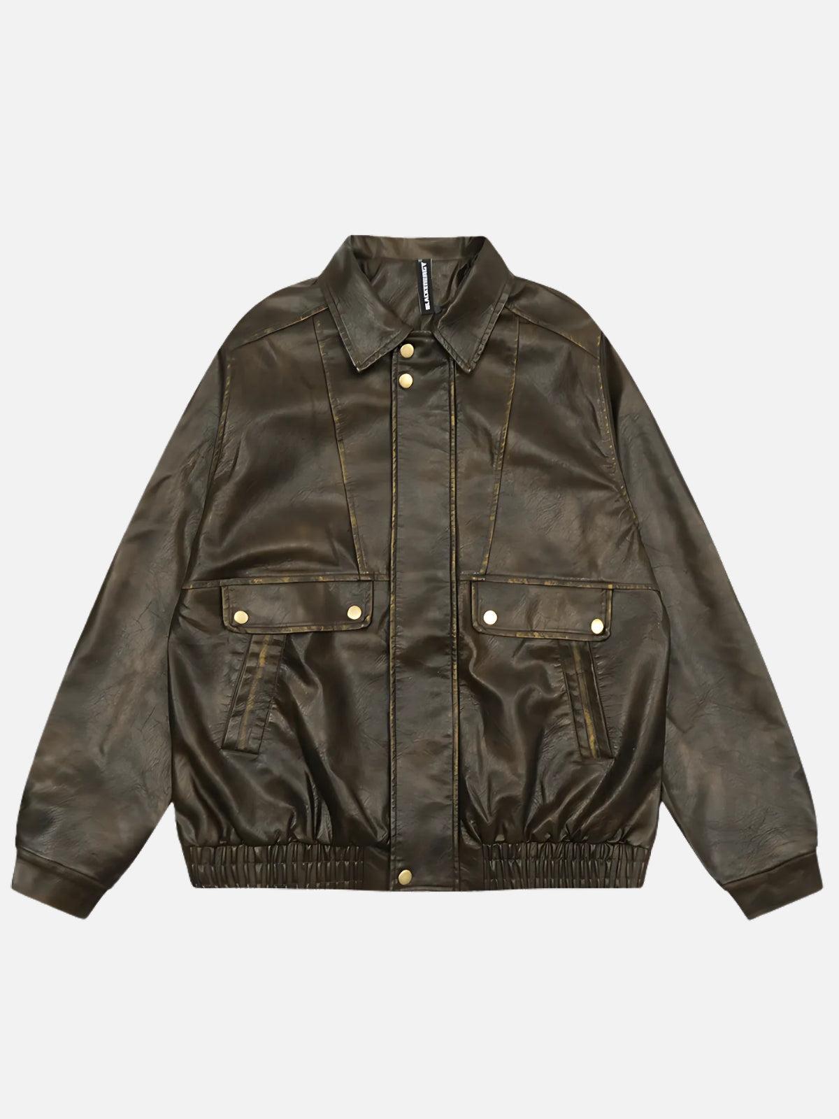 TALISHKO Dip-Dye Washed Faux Leather Jacket