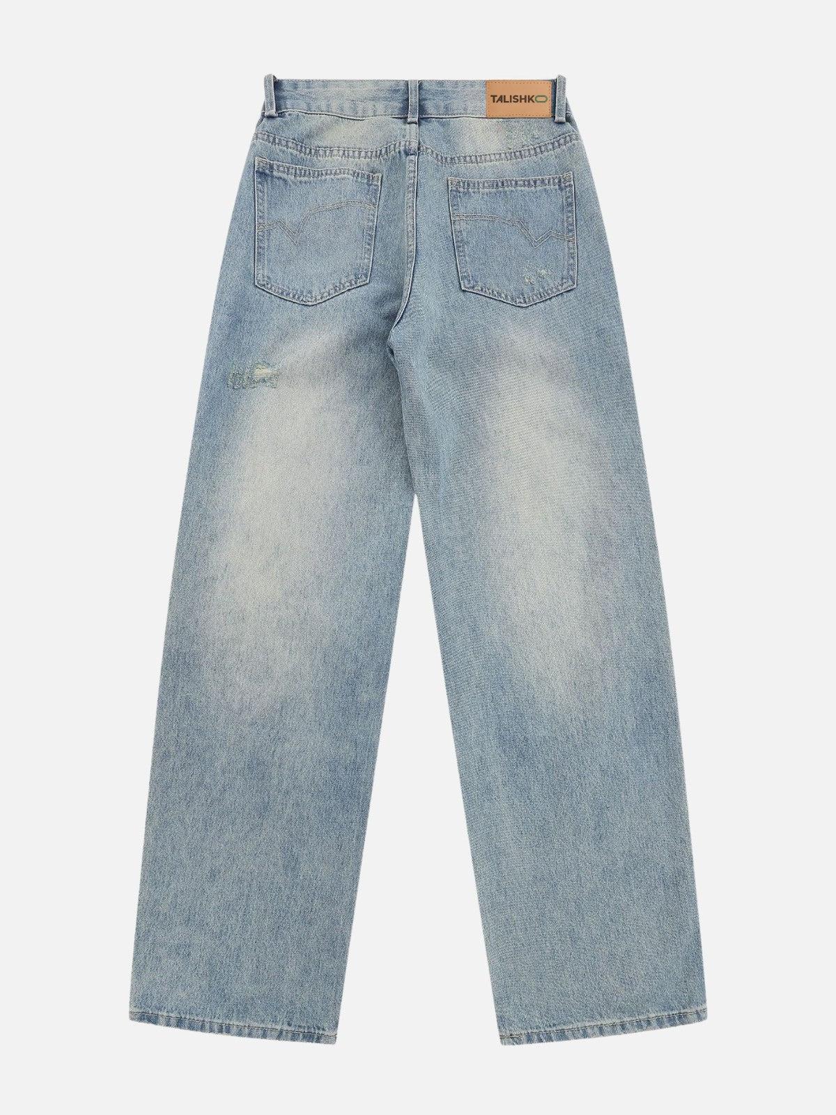 TALISHKO 3D Zip Up Pocket Straight-Leg Jeans