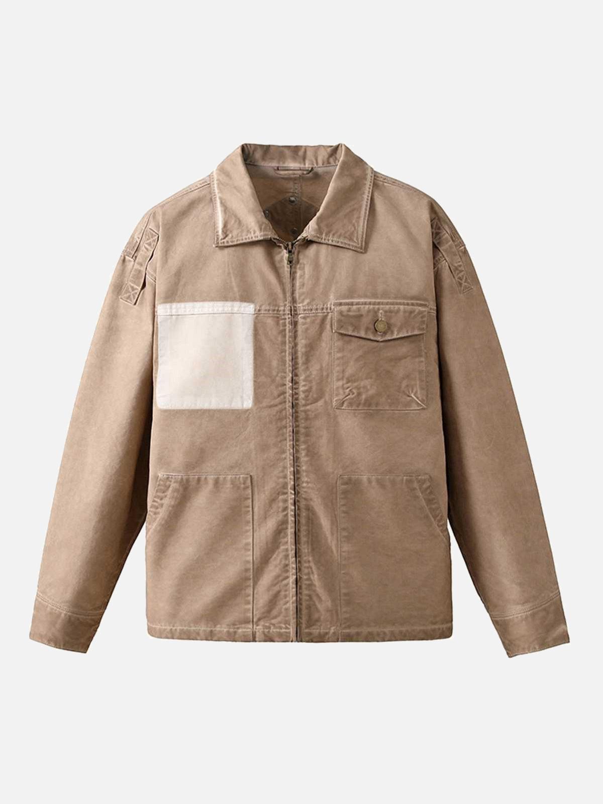 TALISHKO Retro Lapel Zip Up Work Jacket