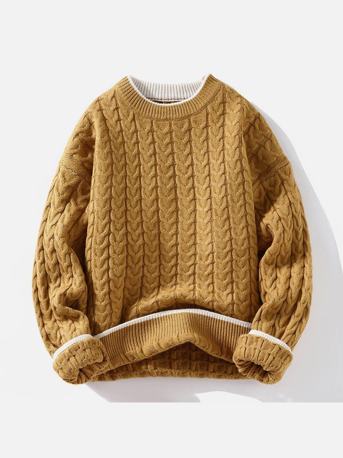 TALISHKO Twist Patchwork Knit Sweater