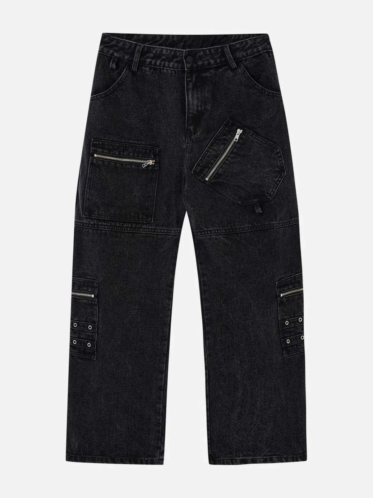 TALISHKO Irregular Pocket Washed Jeans