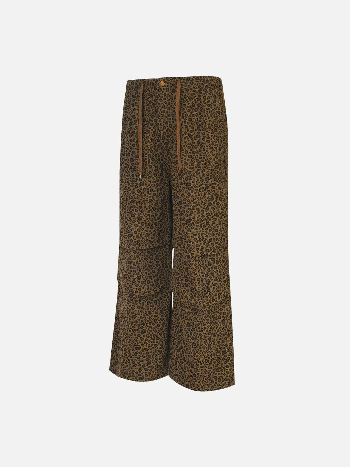TALISHKO Leopard Print Drawstring Cargo Pants