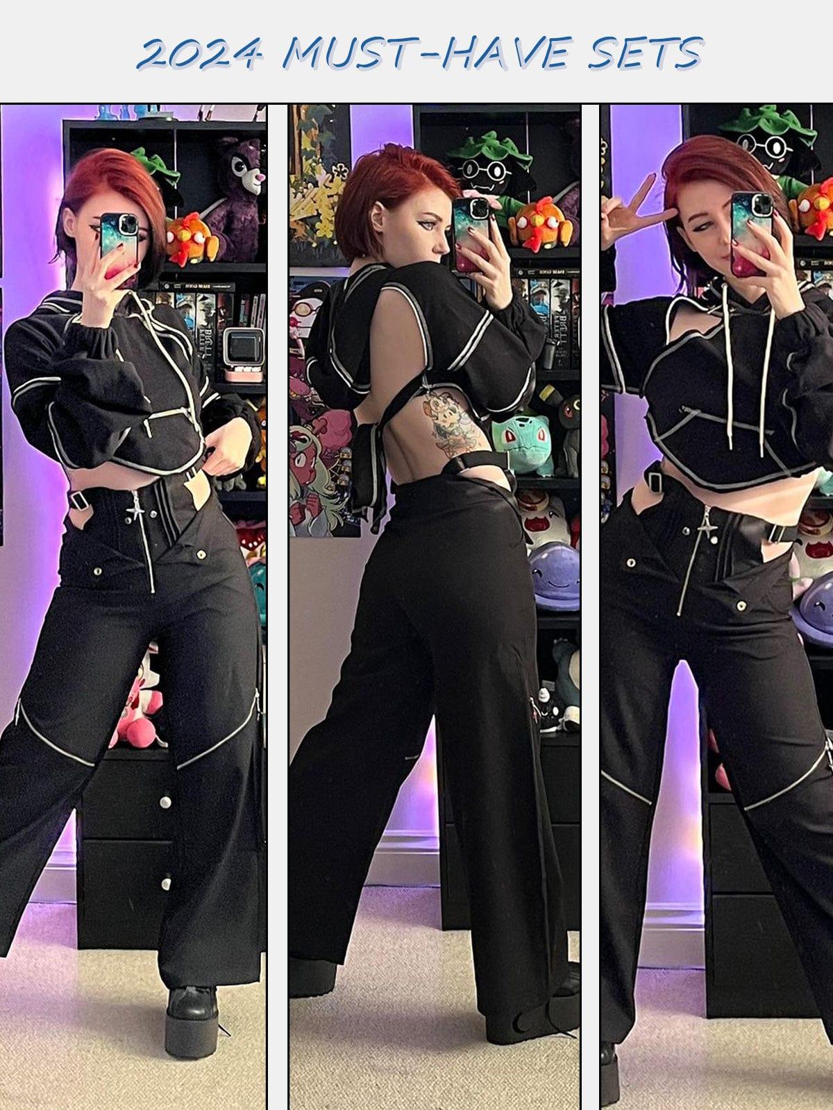 TALISHKO Hollowed Back Tie-Bow Hoodie