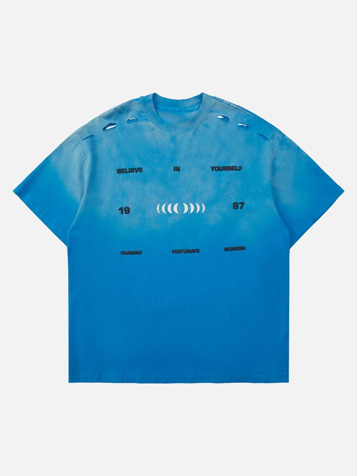 TALISHKO High Street Gradient Design Hole T-Shirt