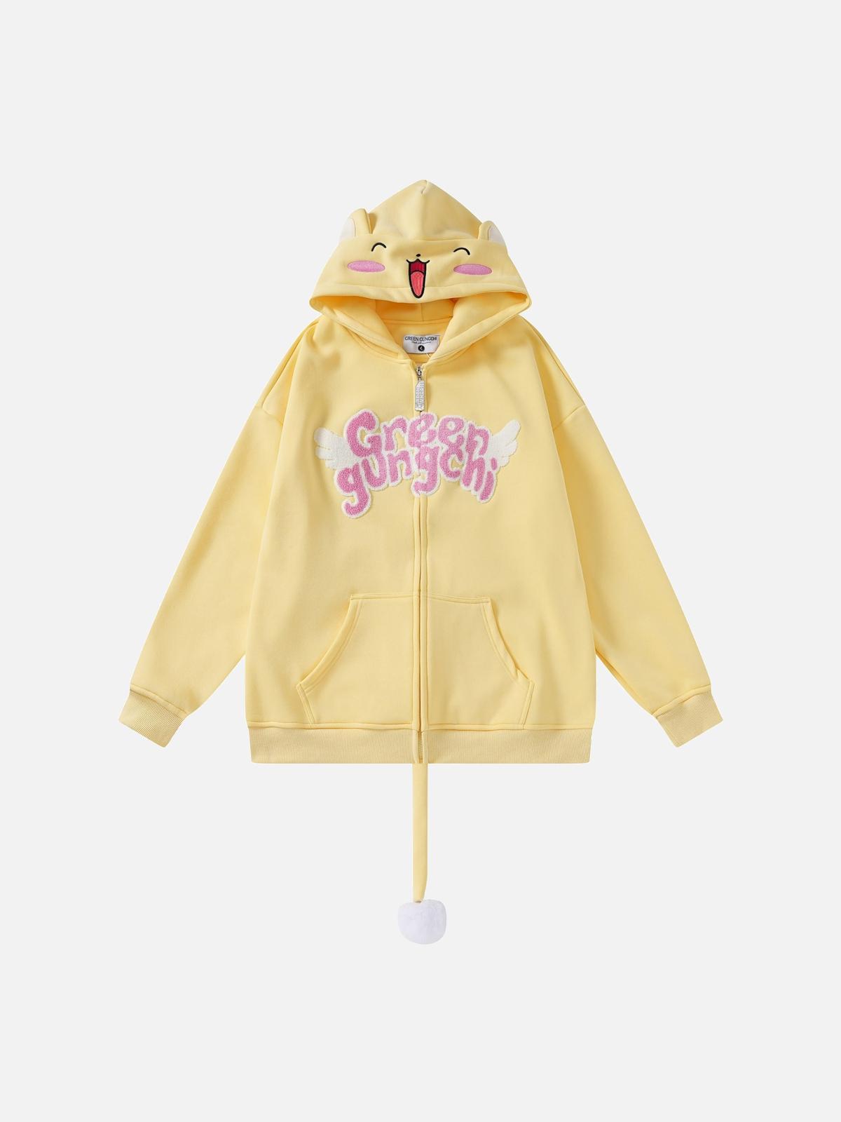 TALISHKO Cute Tail Design Zip-Up Hoodie