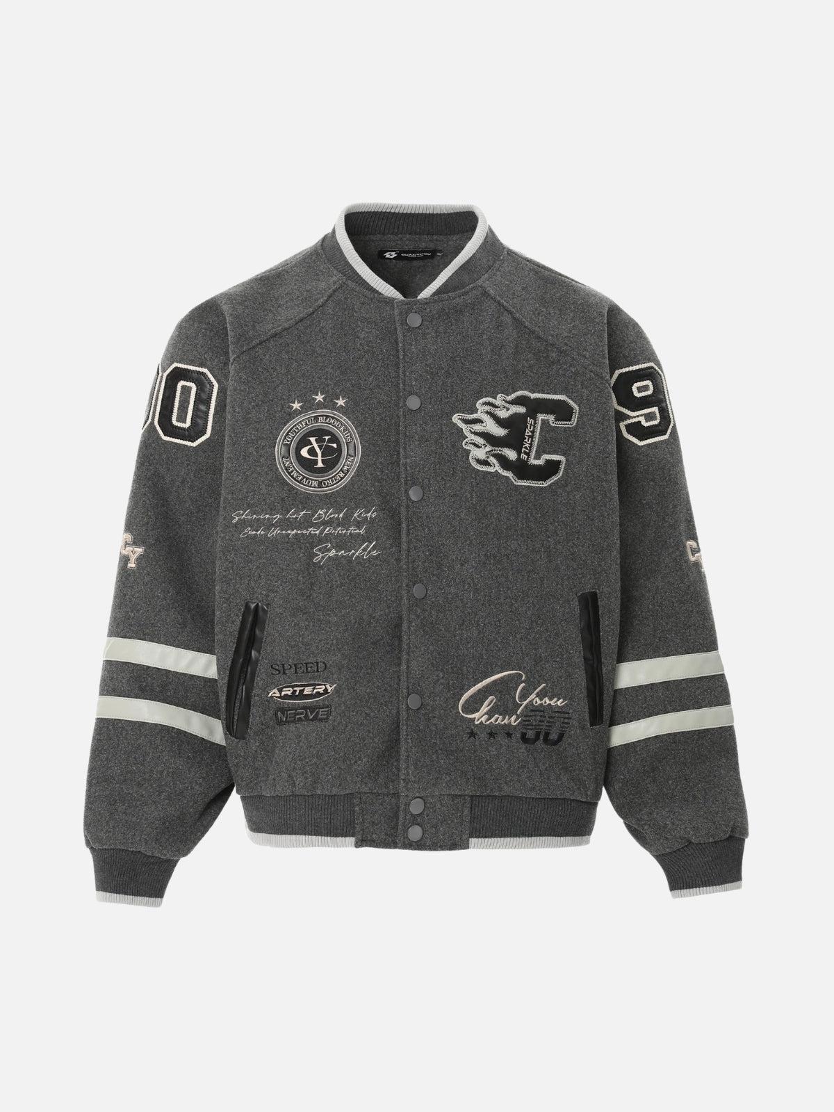 TALISHKO Vintage Embroidered Varsity Baseball Jacket
