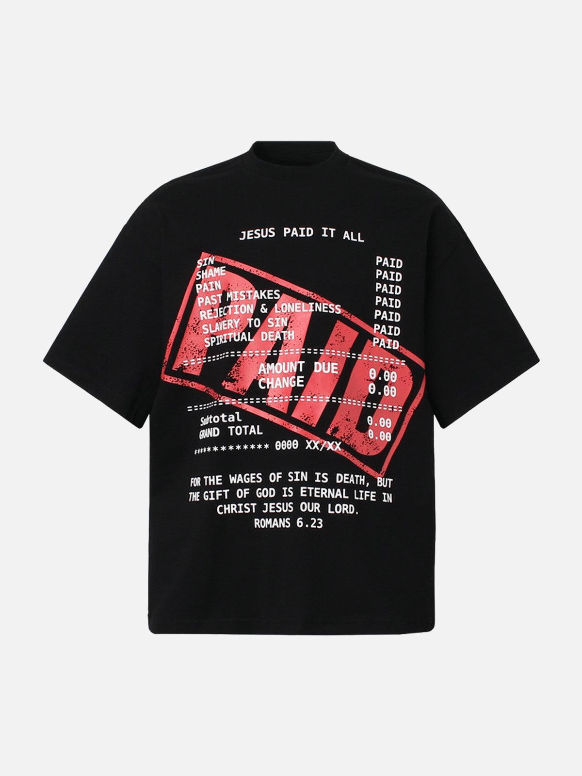 TALISHKO Street PAID Letter Slogan T-Shirt
