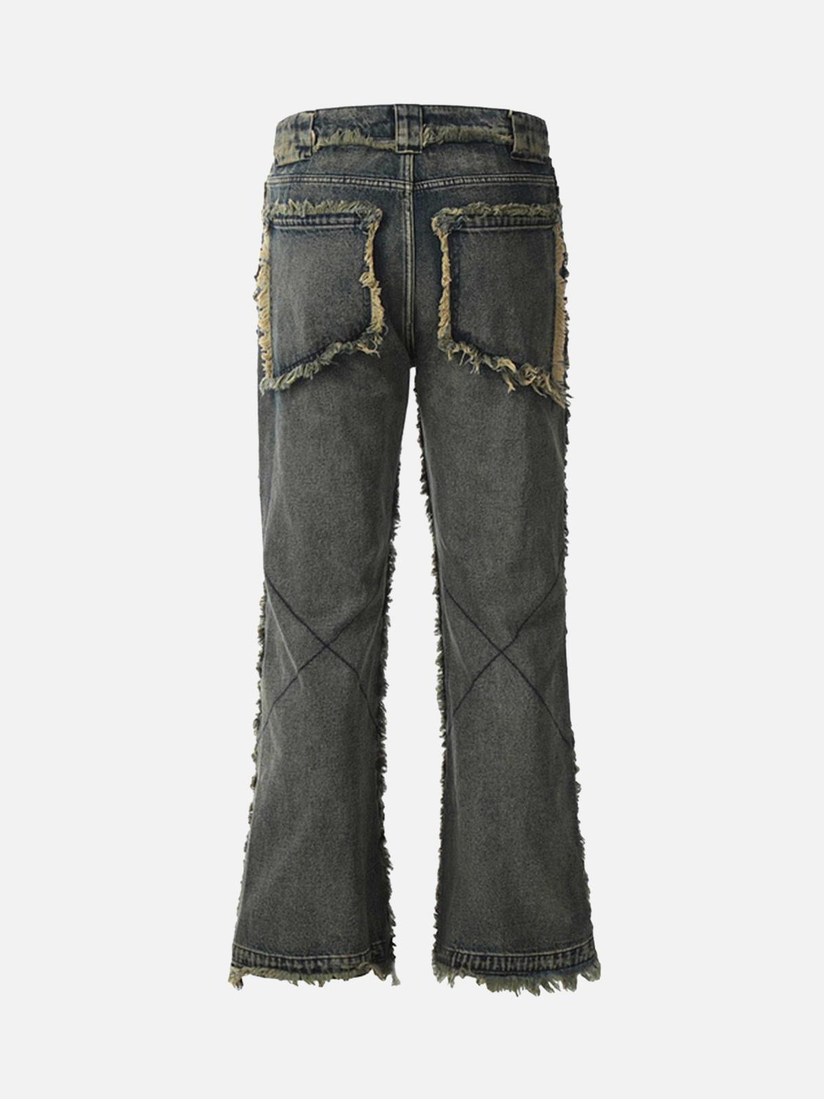 TALISHKO Old Raw Hem Straight Leg Micro Flare Jeans