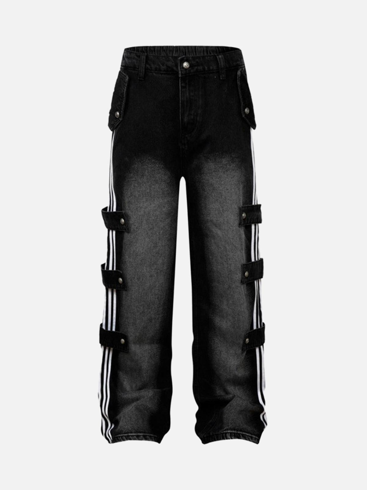 TALISHKO Street Stripe Paneled Work Jeans