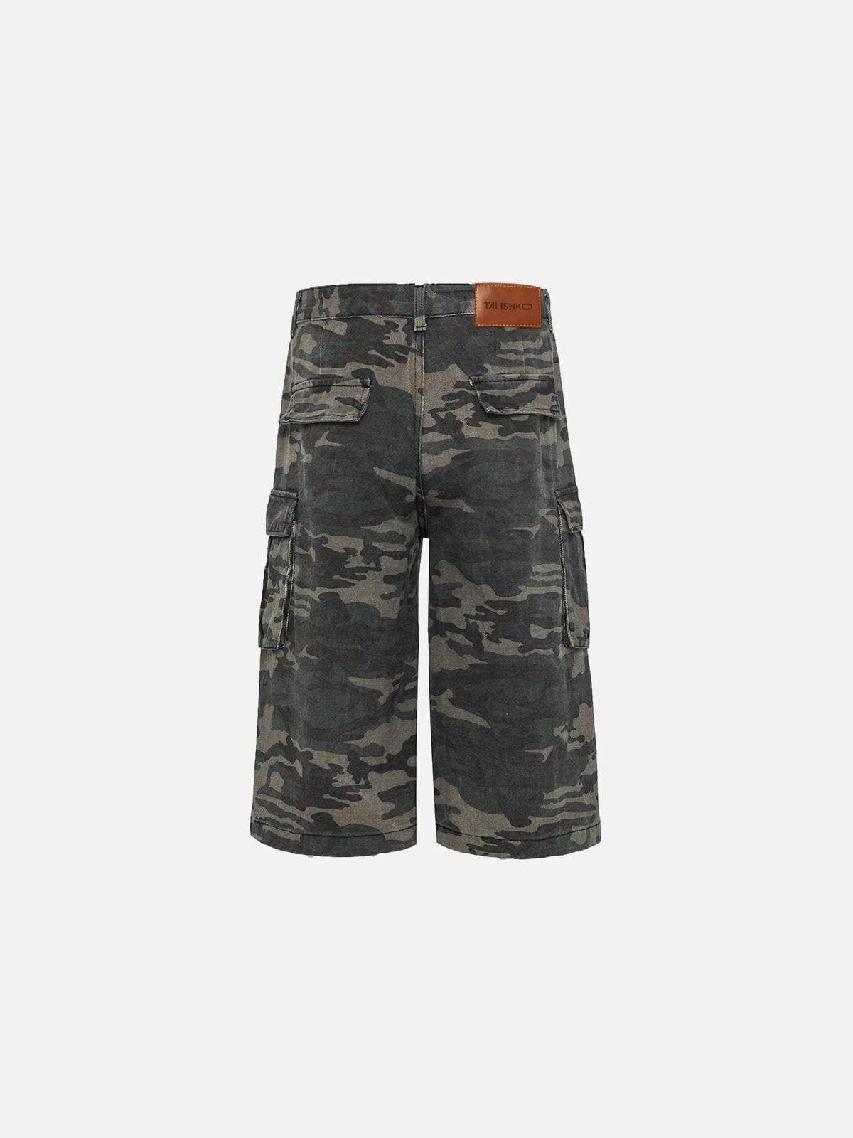 TALISHKO Camouflage Wrinkle Longline Jorts