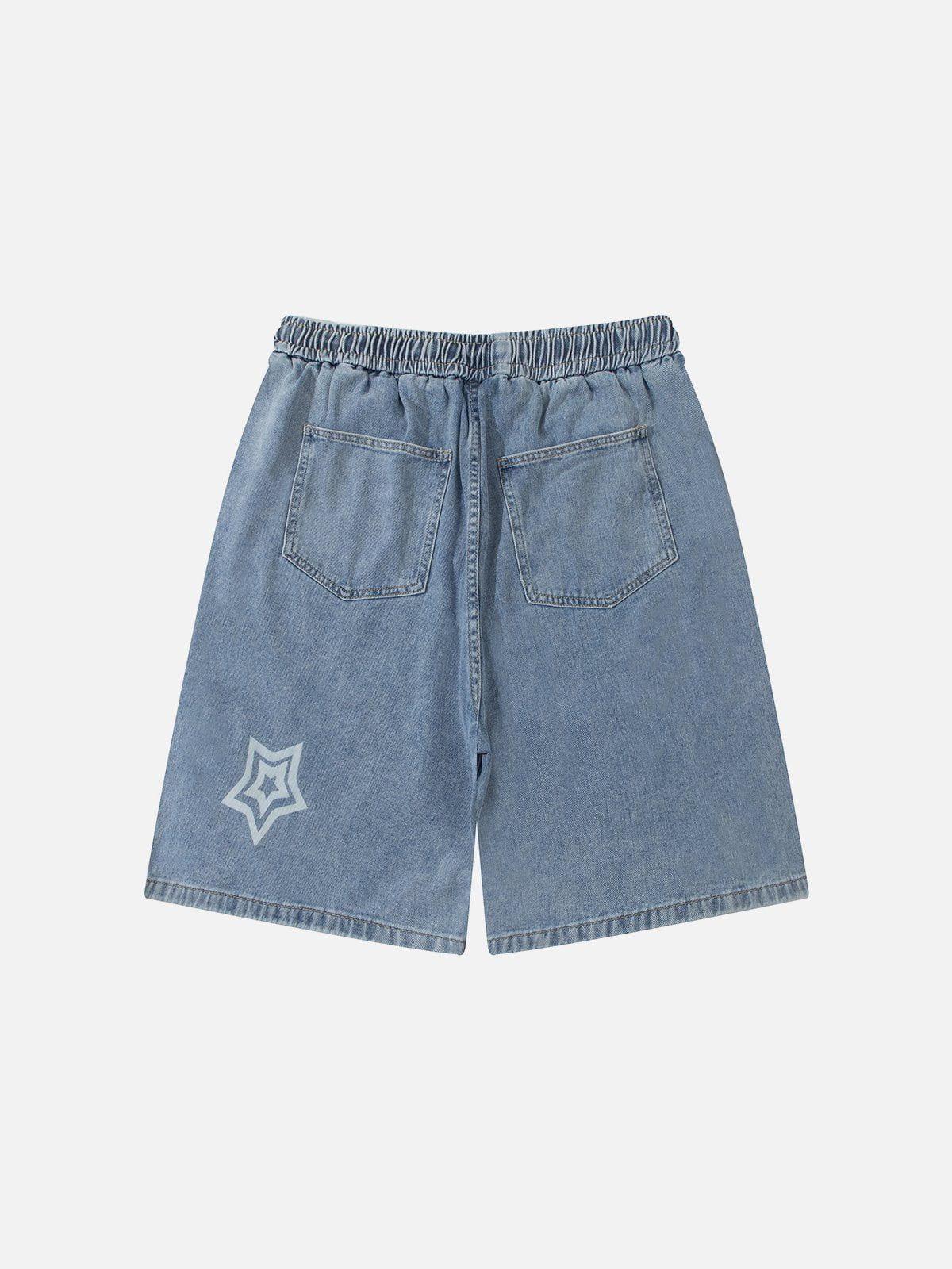 TALISHKO Embroidery Star Washed Jorts