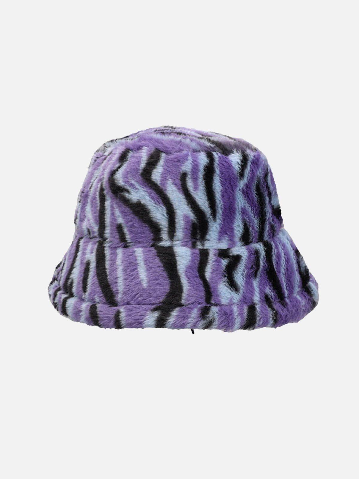 TALISHKO Contrast Striped Plush Vintage Bucket Hat