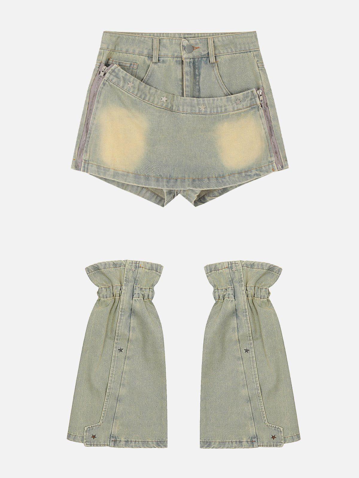 TALISHKO Star Rivet Leg Sleeves Jorts