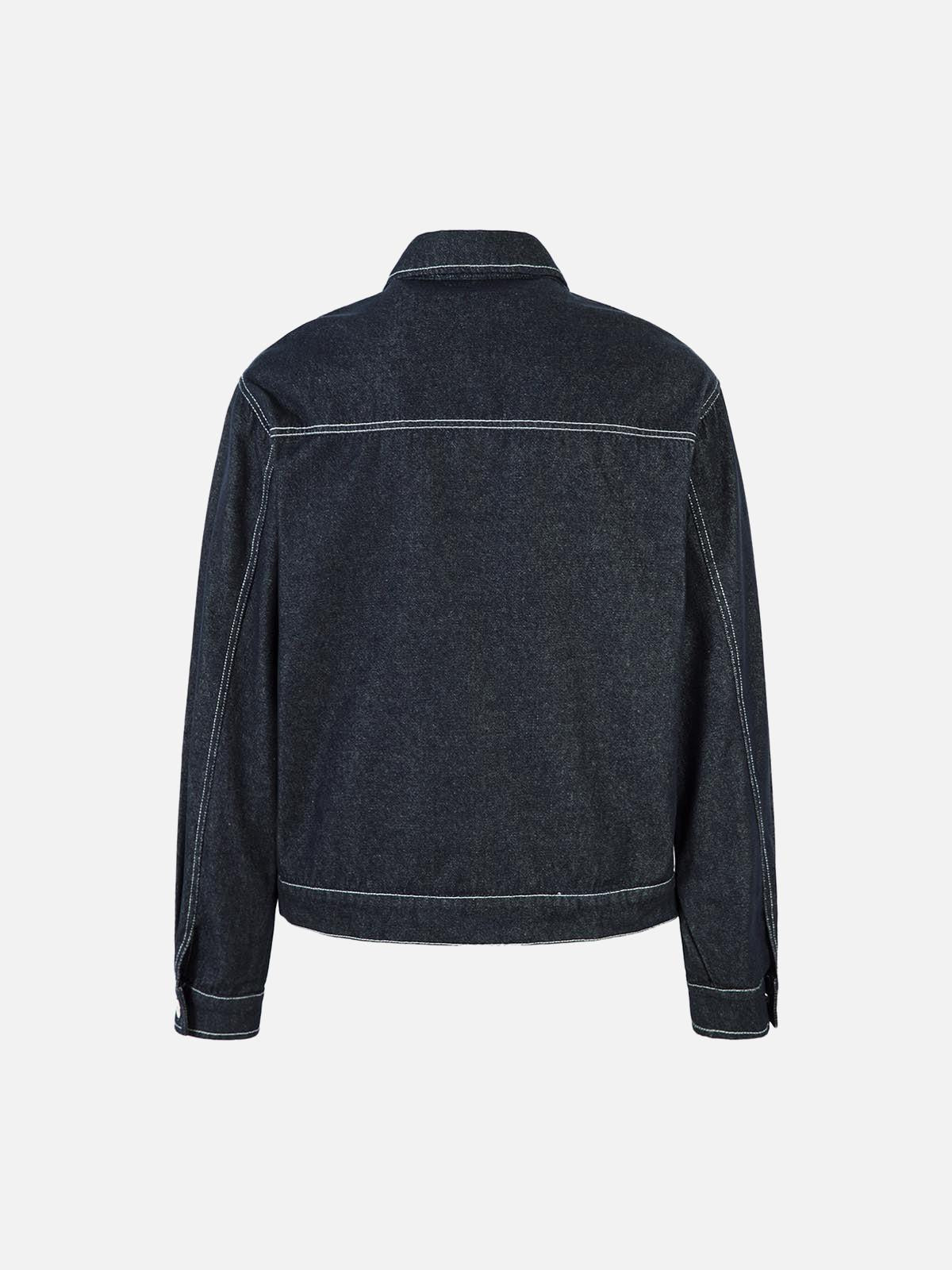TALISHKO Retro Heavy Washed Contrast Color Denim Jacket