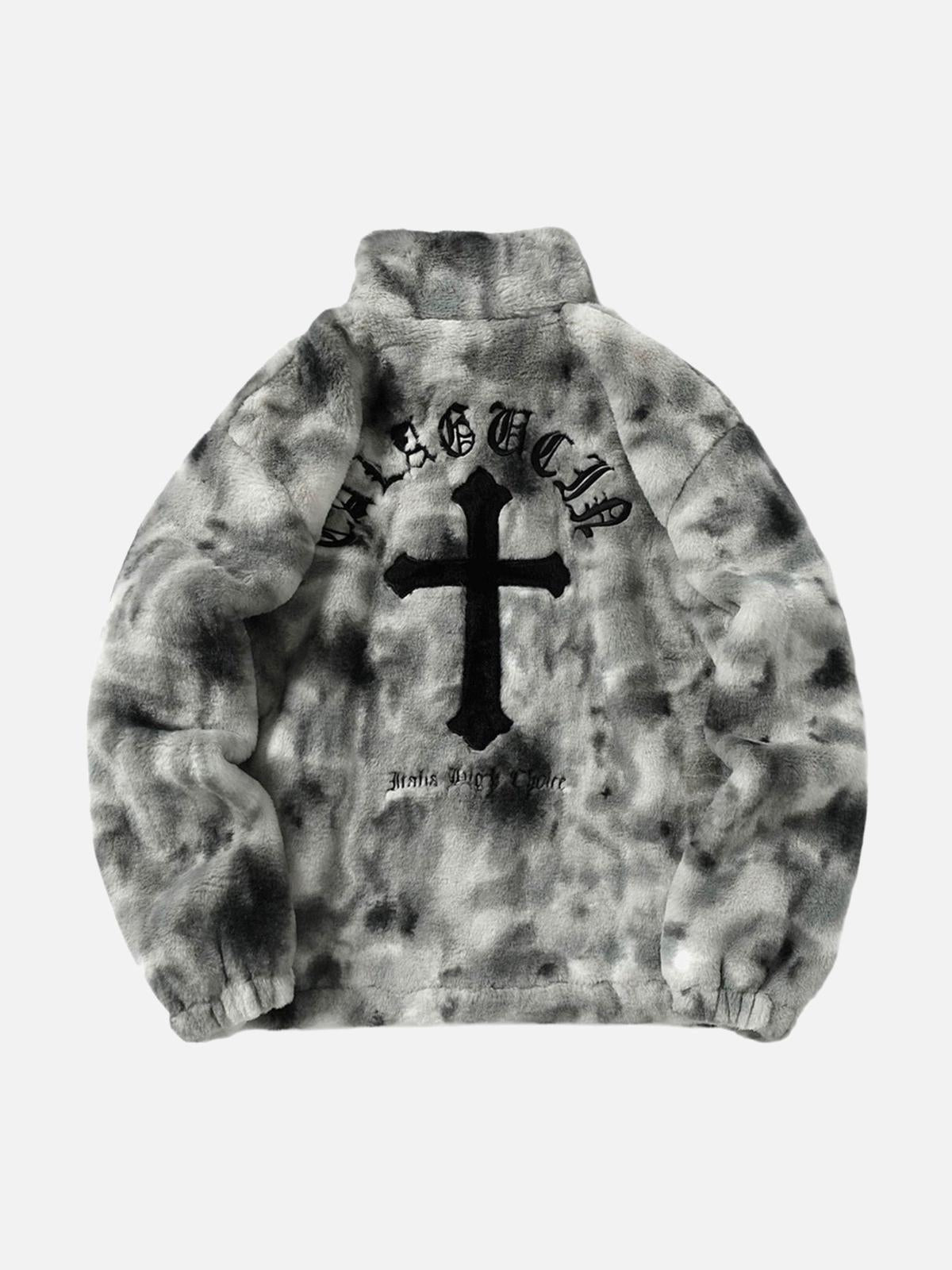 TALISHKO Heavy-Duty Faux Lambswool Tie-Dye Urban Jacket