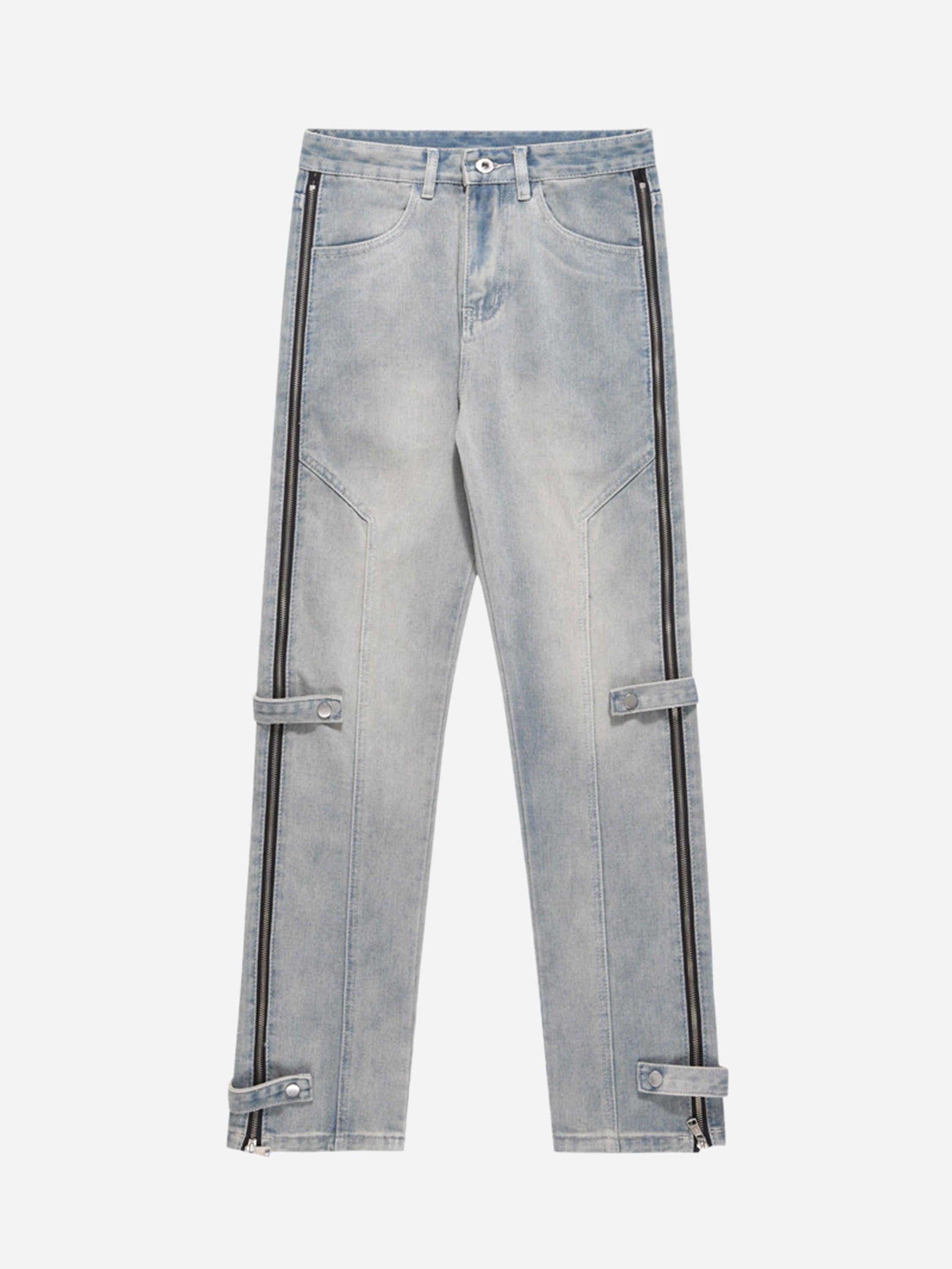 TALISHKO High Street Hip-Hop Zipper Straight Jeans