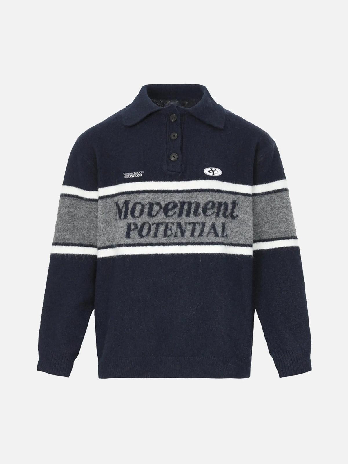 TALISHKO Vintage Preppy Colorblock Lapel Sweater