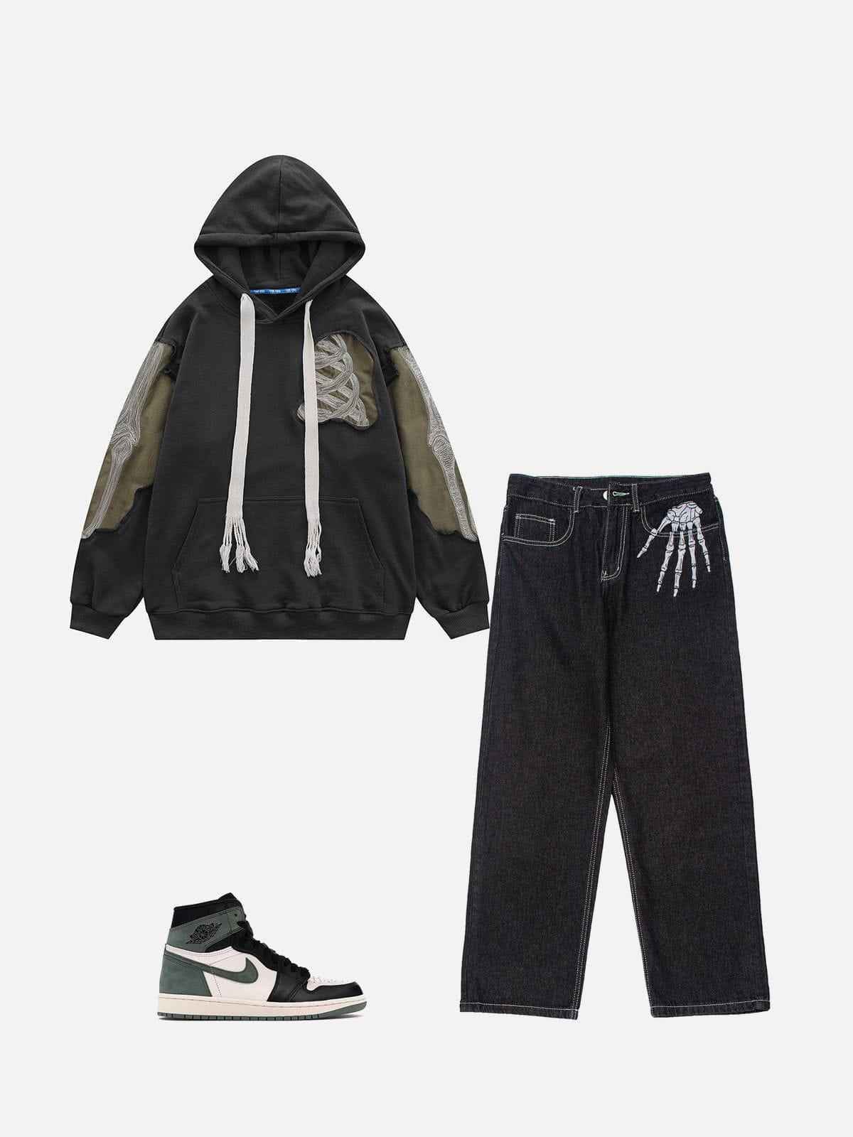 TALISHKO Patchwork Skeleton Hoodie