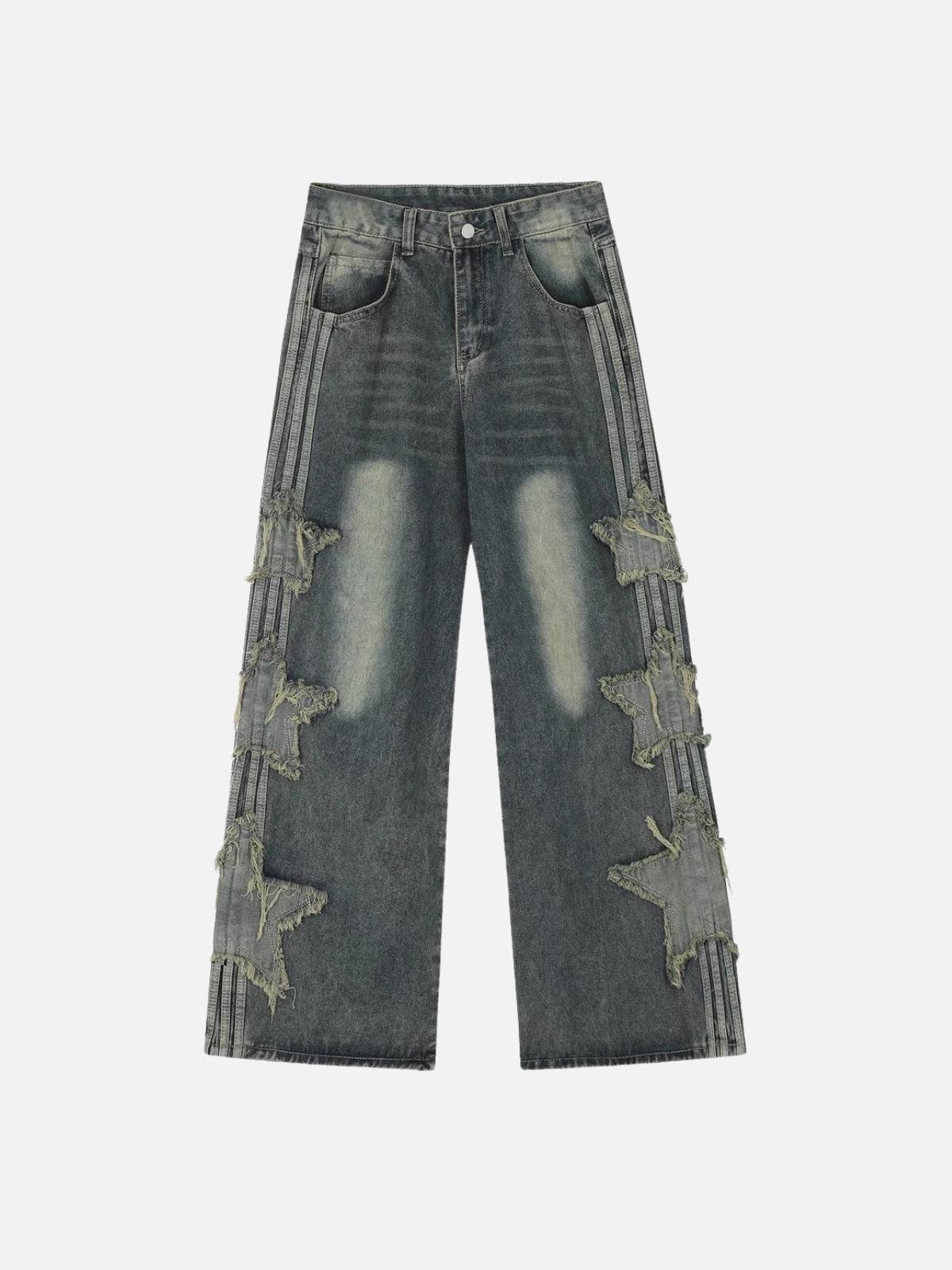 TALISHKO Distressed Star Patch Jeans