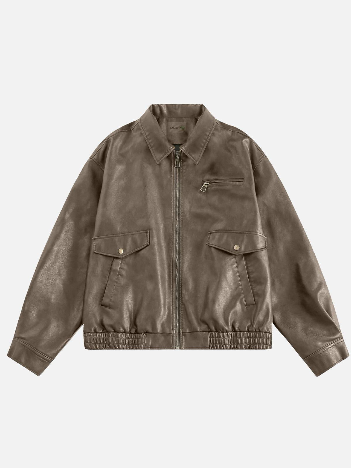 TALISHKO Solid Faux Leather Jacket