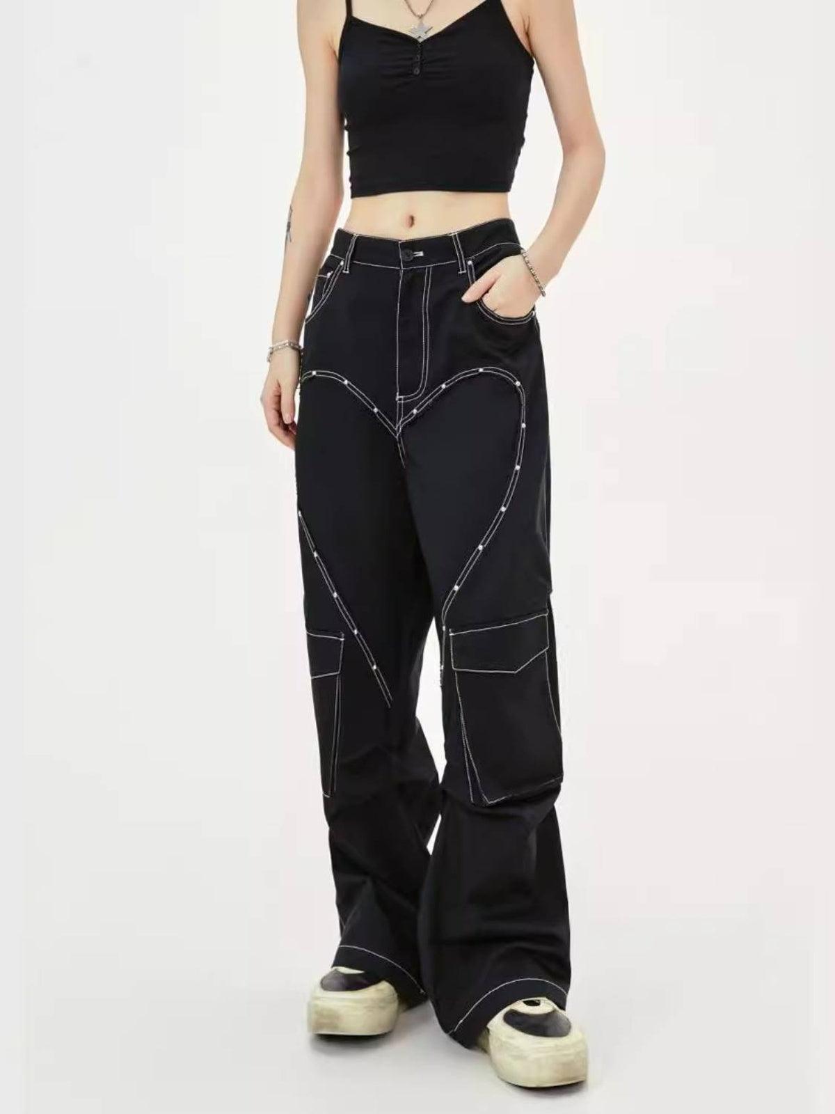 TALISHKO Heart Rivet Multi-Pocket Jeans