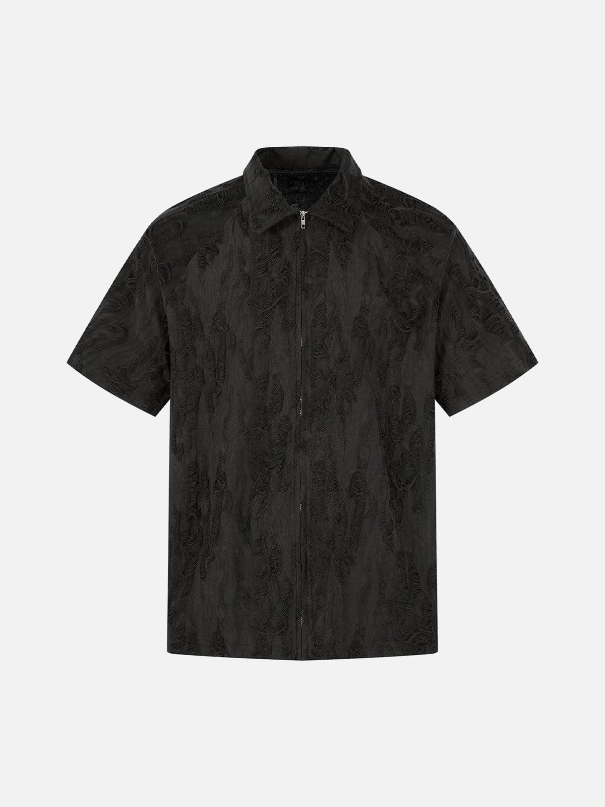 TALISHKO Distressed Ripped Short Sleeve Shirt