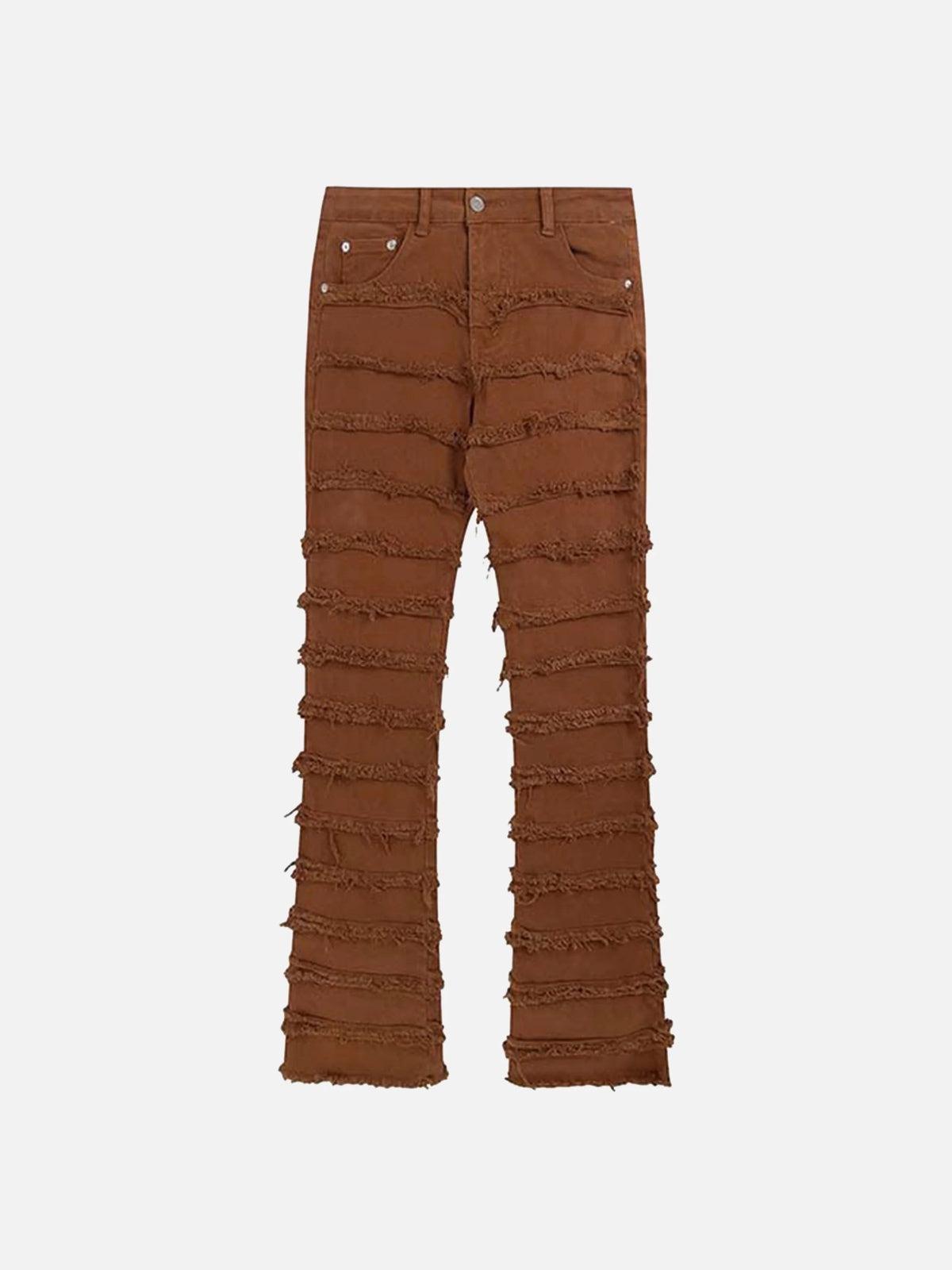 TALISHKO Vintage Layered Raw Edge Slim Jeans