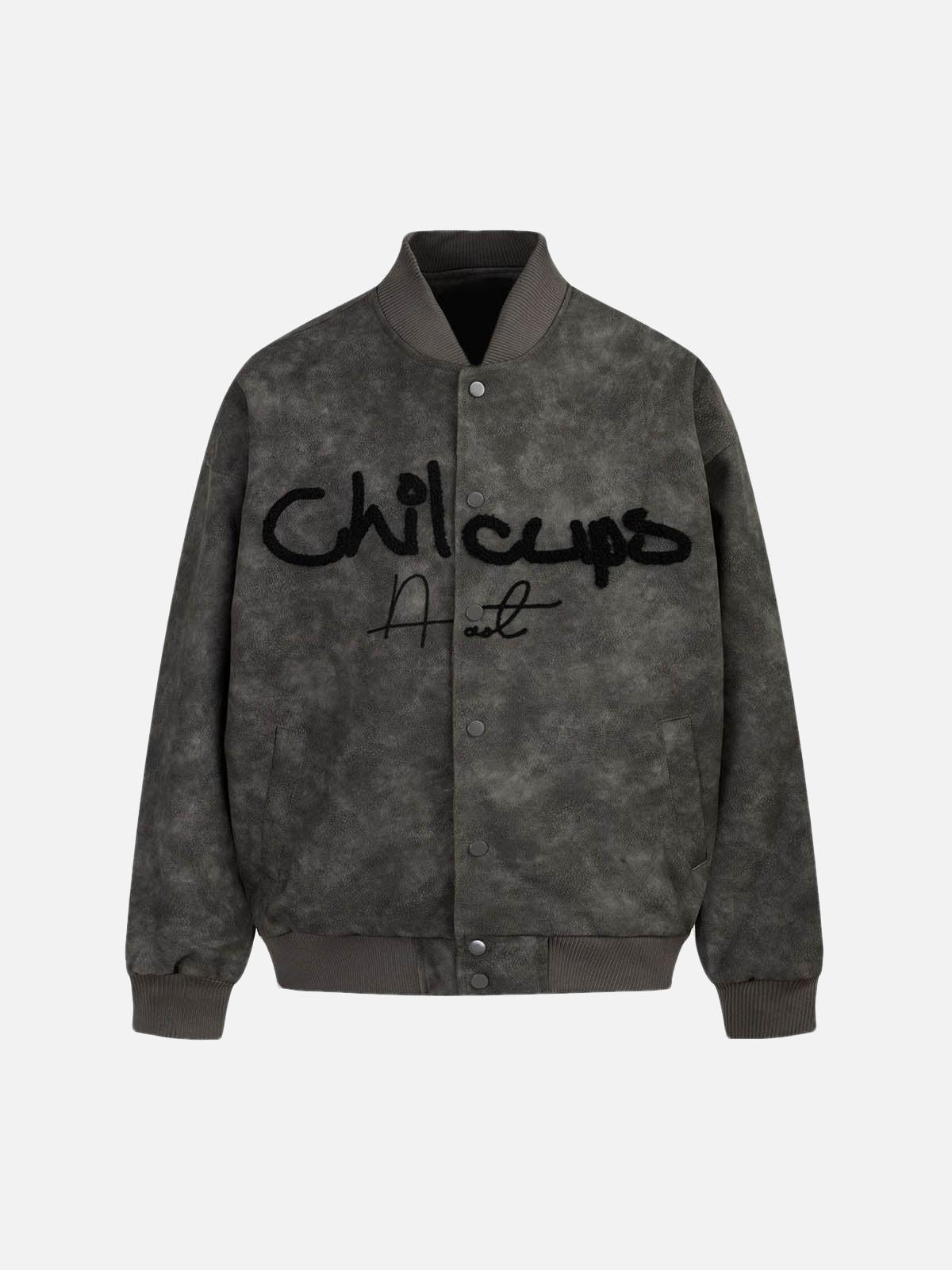 TALISHKO Contrast Color Embroidery Bomber Jacket