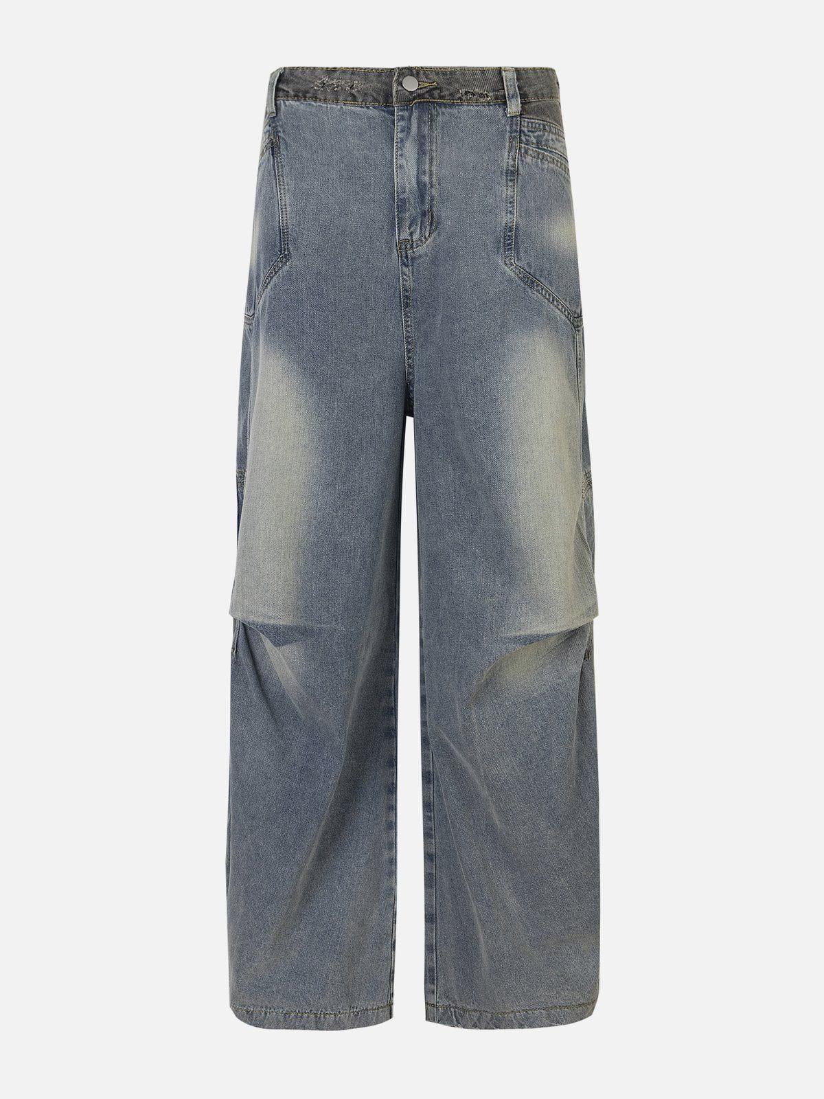TALISHKO Patchwork Waist Wrinkle Loose Jeans