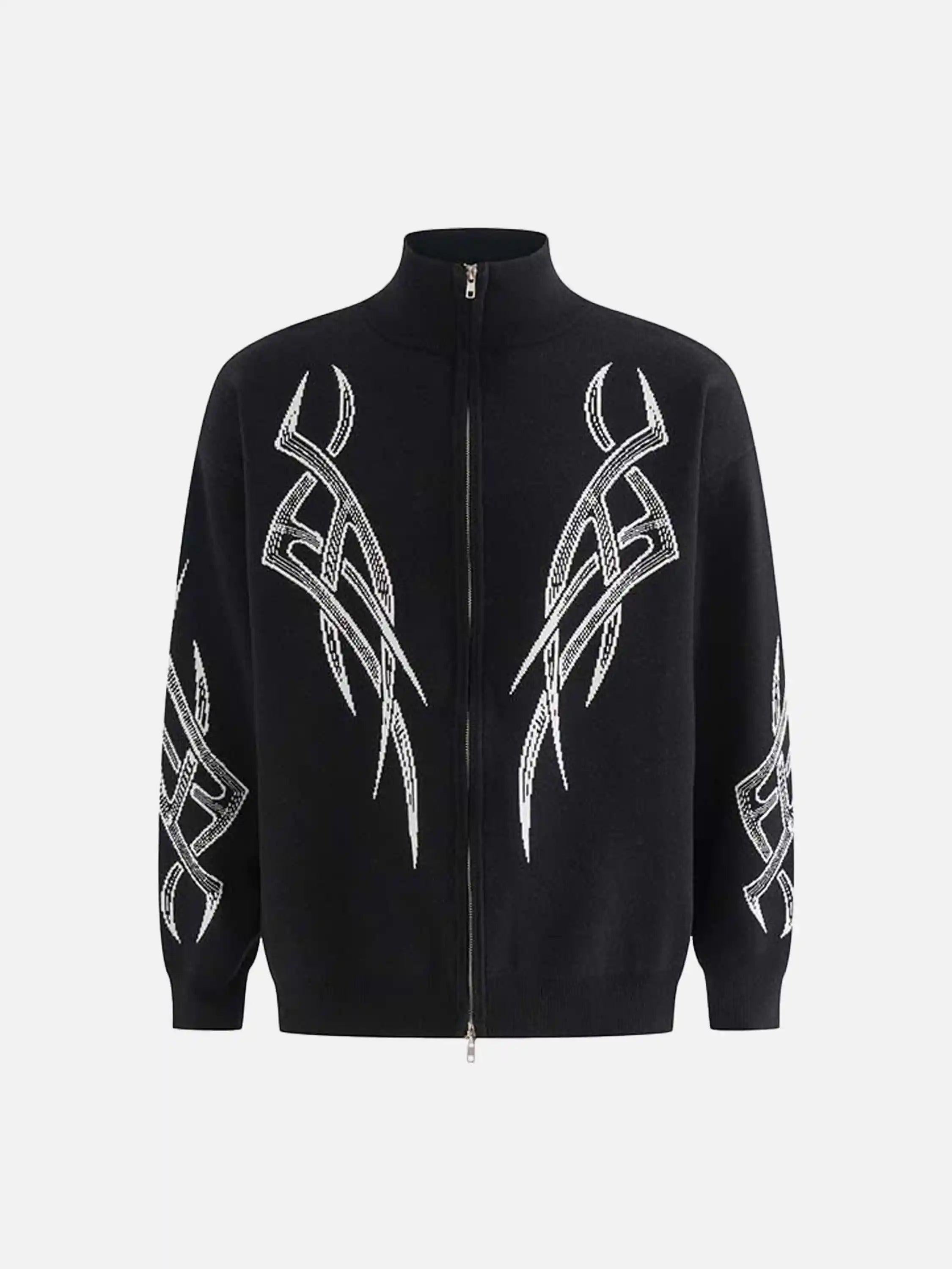 TALISHKO Vintage Thorns Stand Collar Cardigan