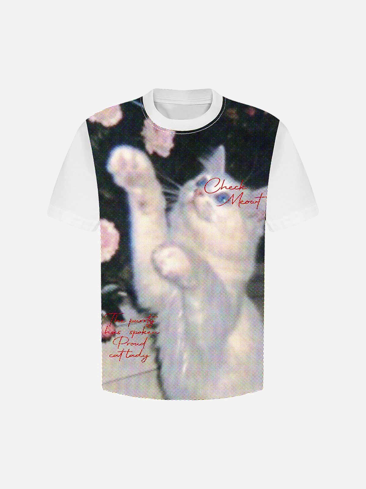 TALISHKO Retro Cute Cat Print T-Shirt