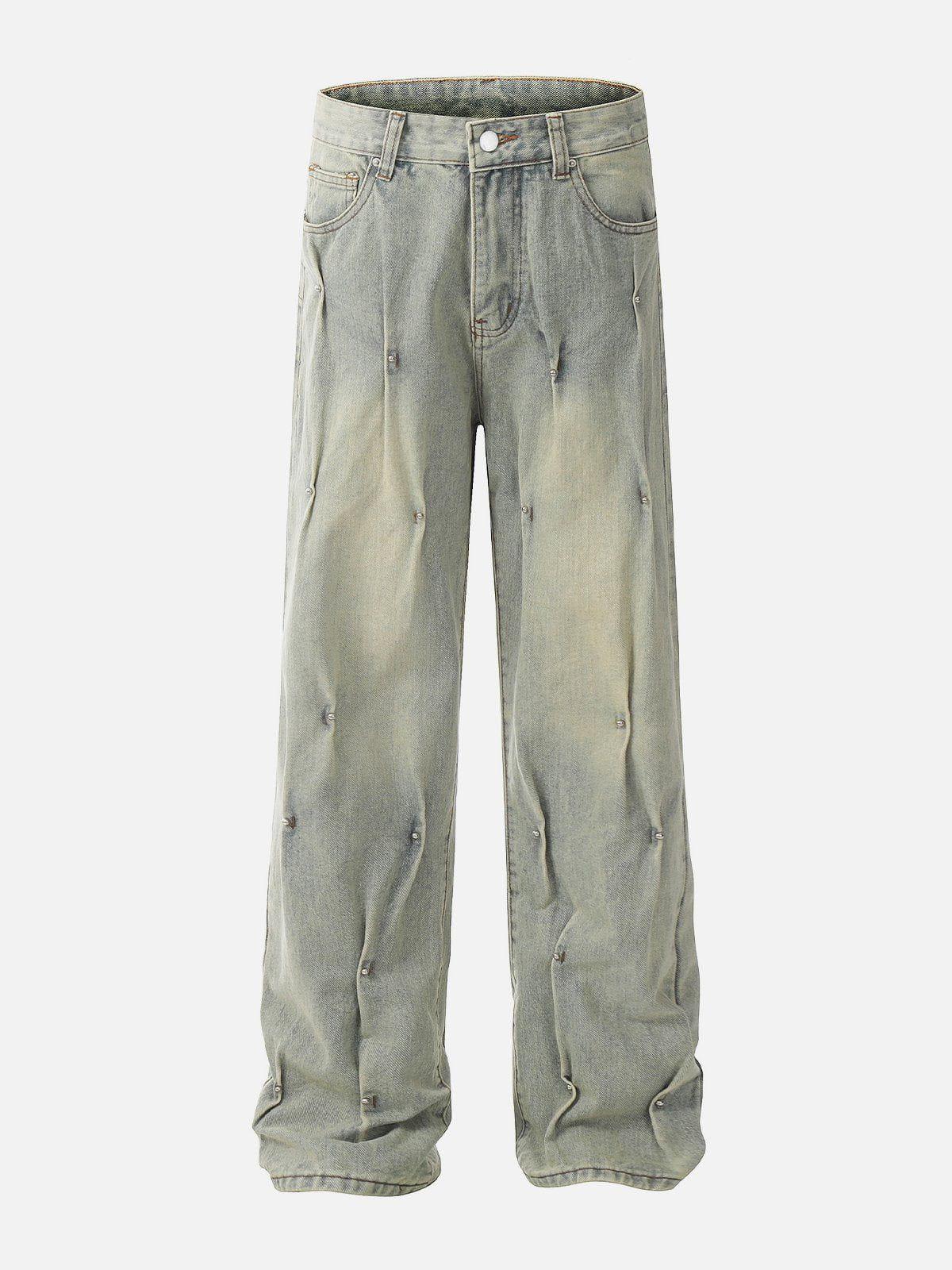 TALISHKO Rivet Wrinkle Washed Jeans