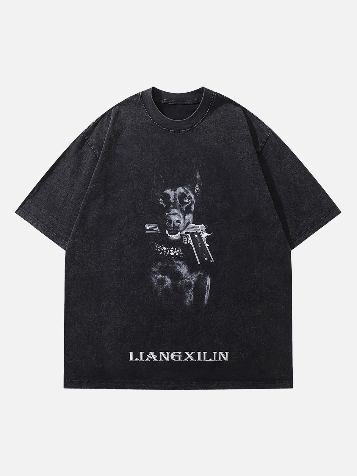 TALISHKO Retro Washed Distressed Doberman Pinscher T-Shirt