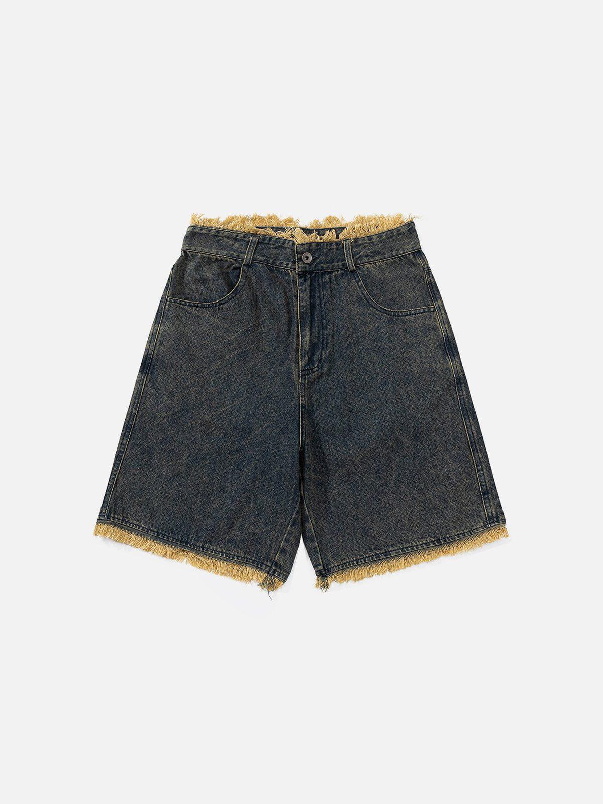 TALISHKO Fringe Denim Jorts