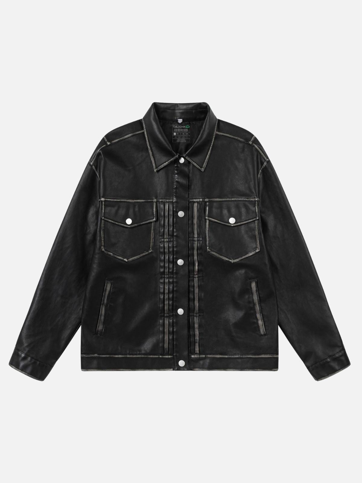 TALISHKO Multi Pocket Faux Leather Jacket