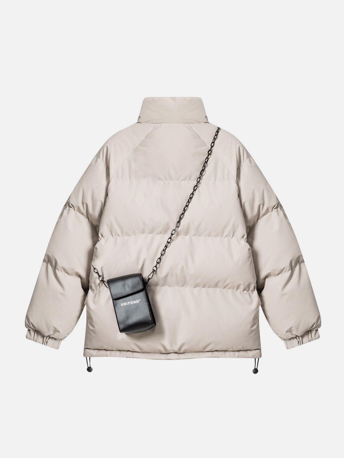 TALISHKO Solid Detachable Satchel Winter Coat