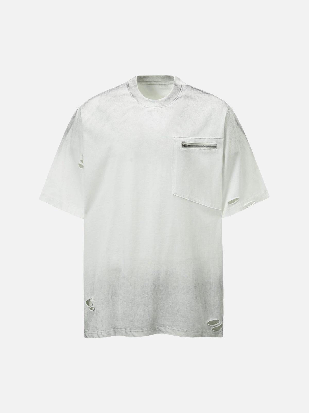 TALISHKO Street Dirty-Dye Distressed Cut Pocket T-Shirt