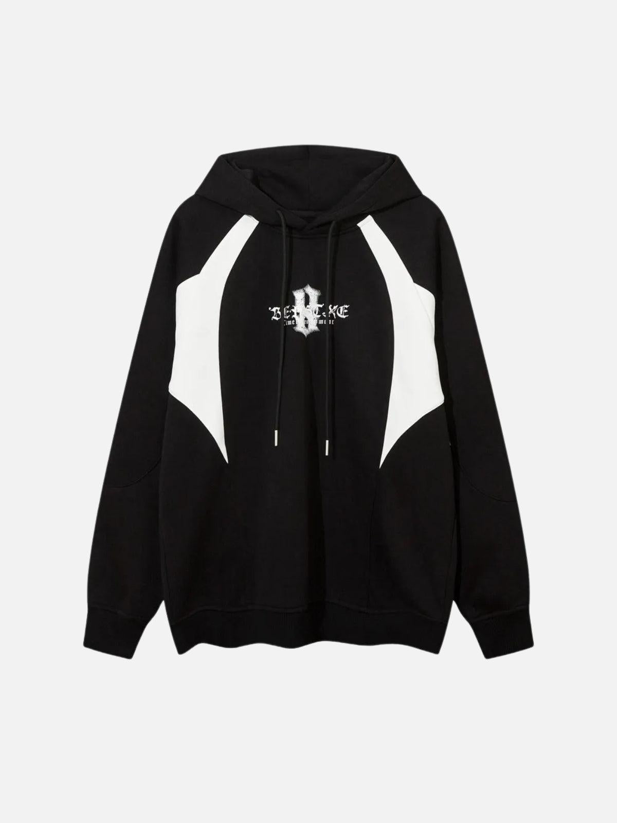 TALISHKO Color Blocking Gothic Letter Hoodie