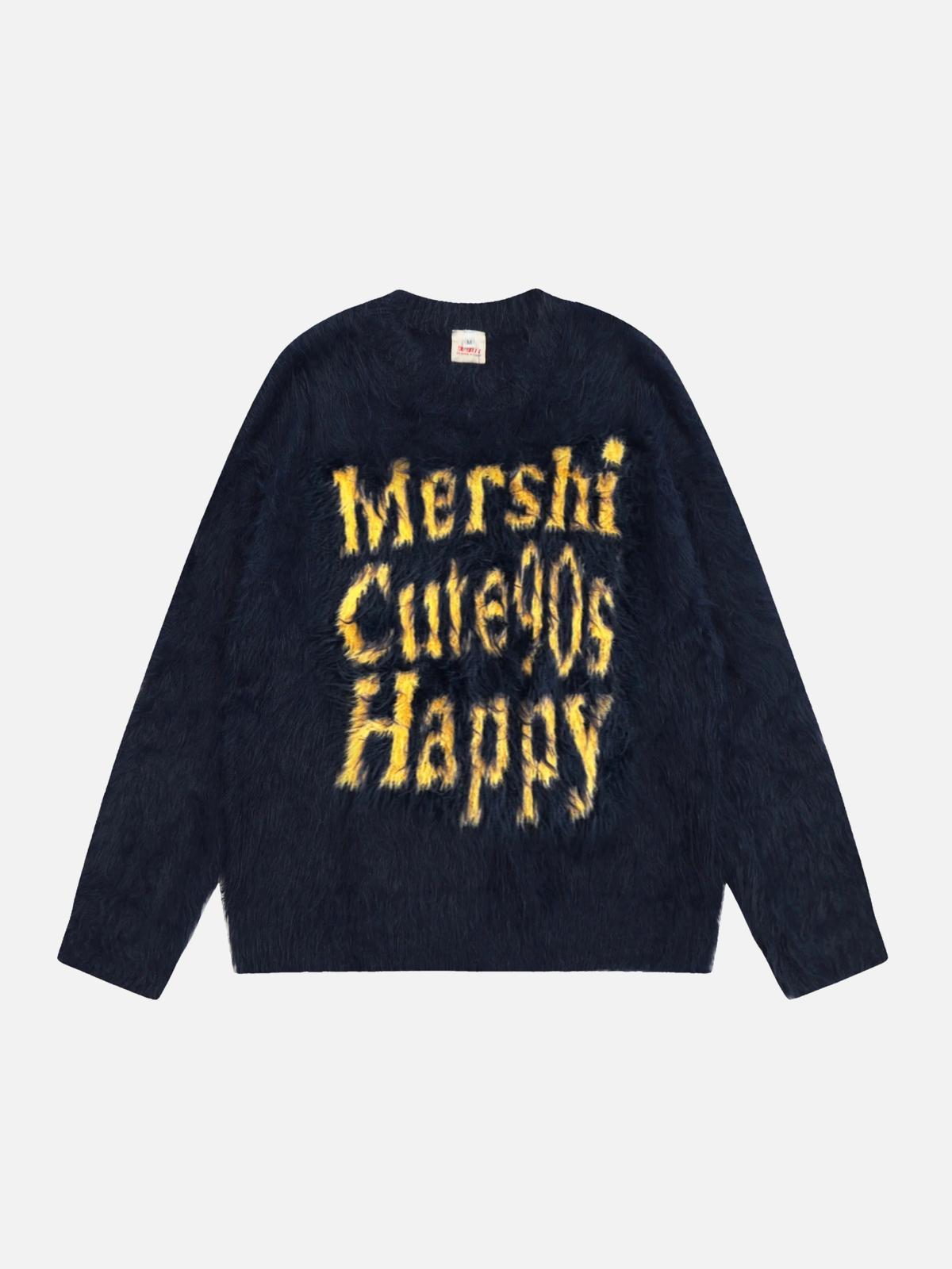 TALISHKO Vintage Contrast Letter Sweater