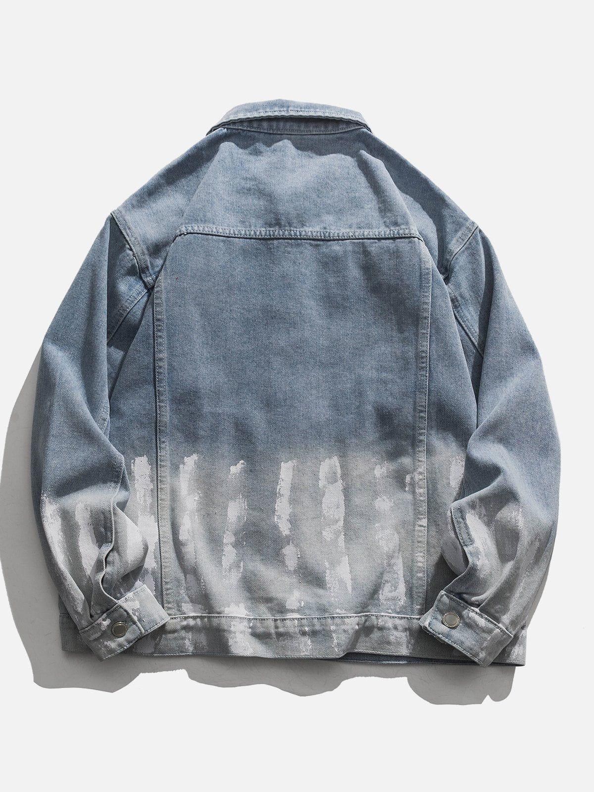 TALISHKO Striped Washed Ombré Denim Jacket