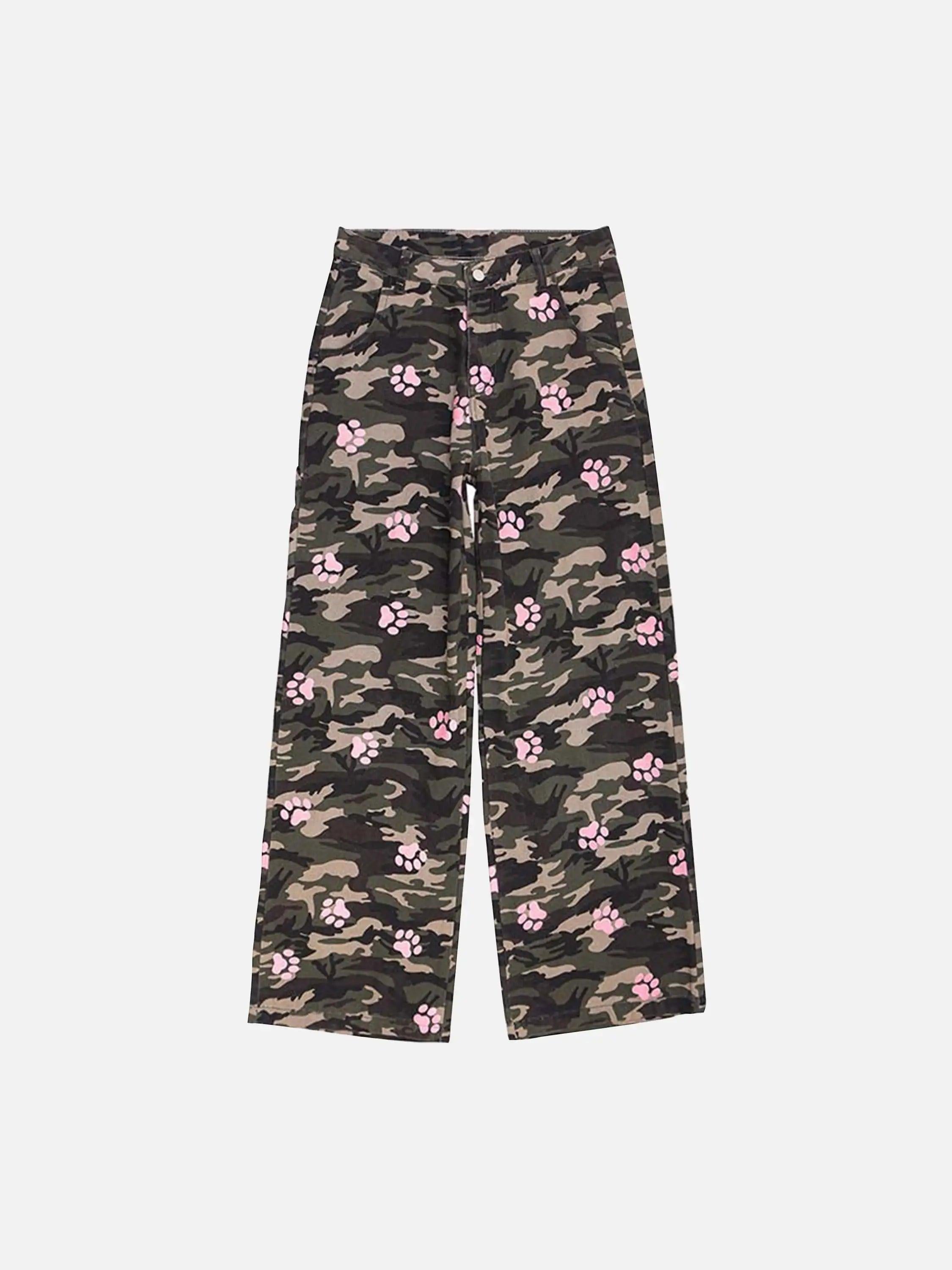 TALISHKO Dog Paw Print Camouflage Pants