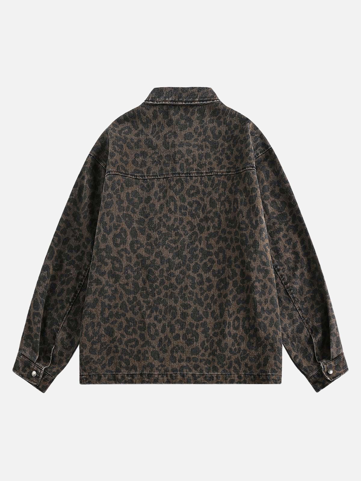 TALISHKO Vintage Washed Cheetah Denim Jacket