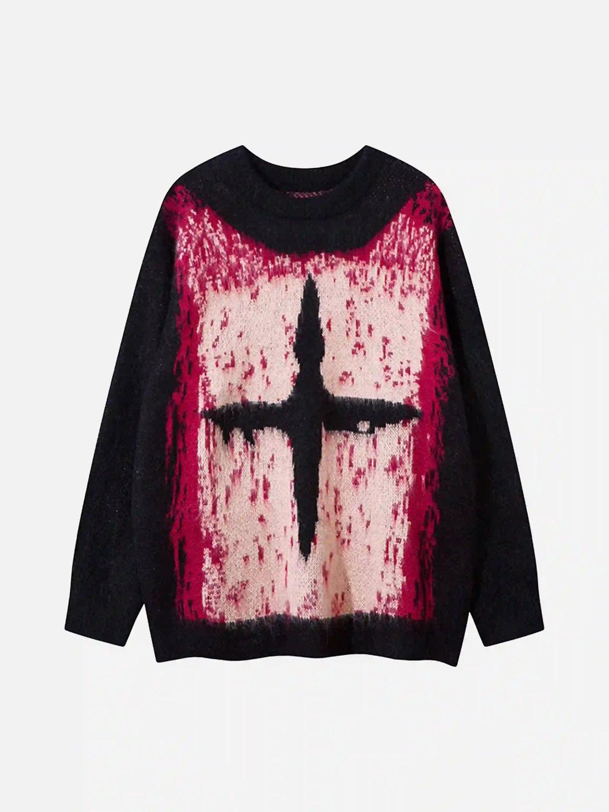 TALISHKO Contrast Color Cross Sweater